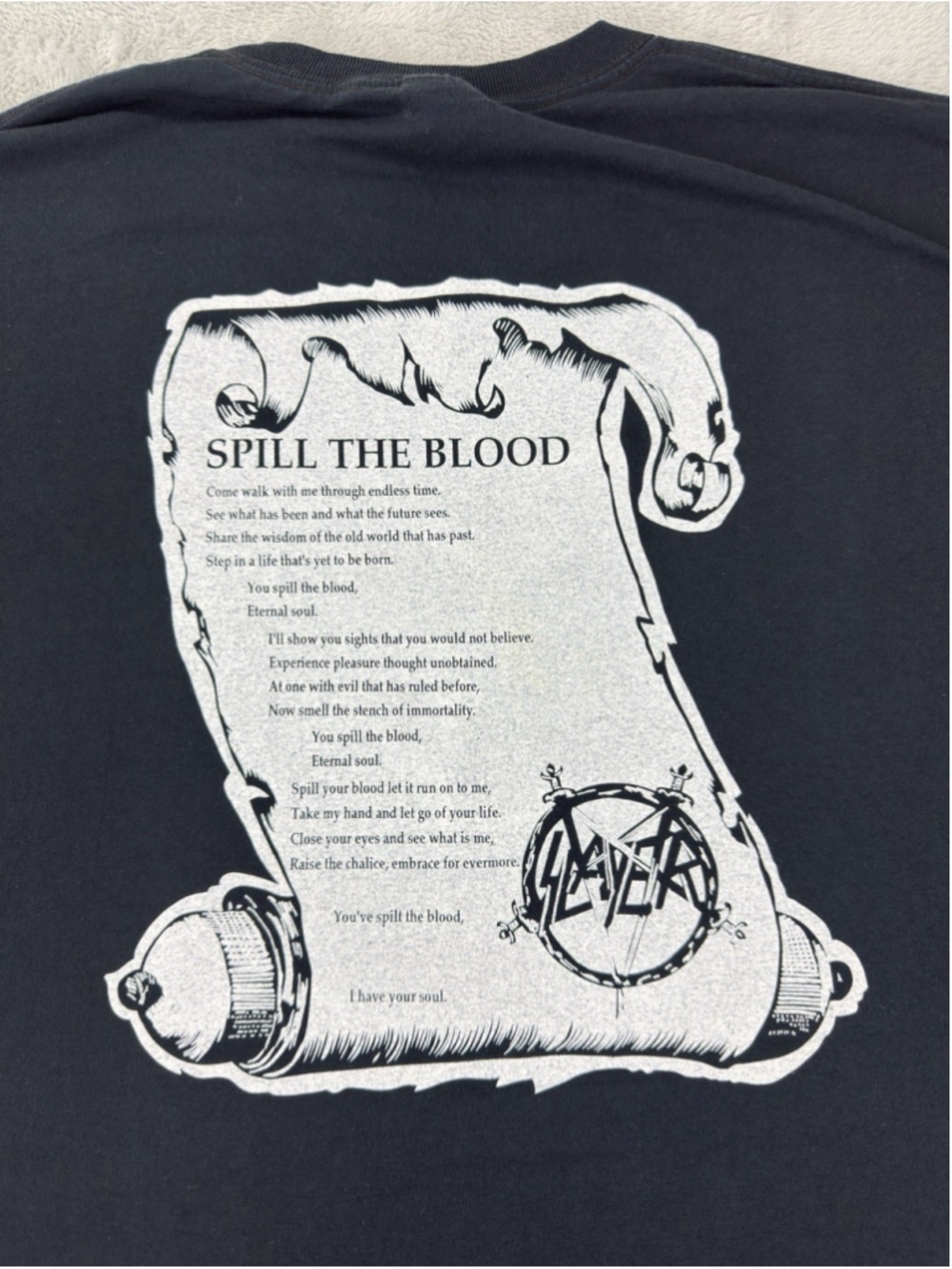 Vintage Slayer Men's Sz L Fruit Of The Loom Spill The Blood Single Stitch Shirt - Picture 3 of 13